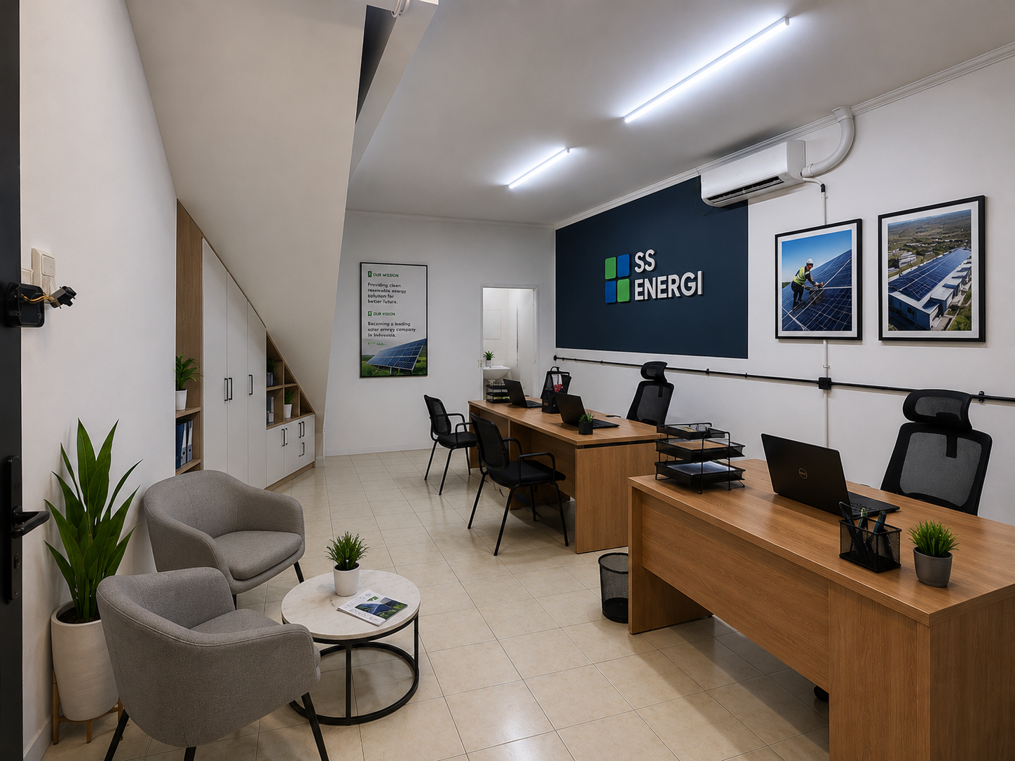 Layout kantor PT Surya Semesta Energi pusat solar panel Jakarta
